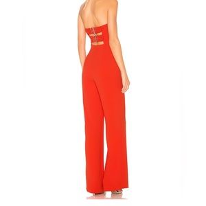 Red/orange strapless jumpsuit
